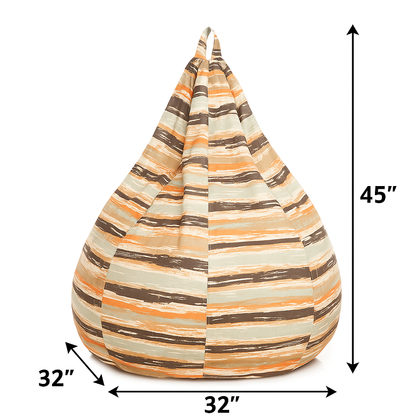Style Homez CLASSIC BEAN BAG, Cotton Canvas Stripes Printed,  Jumbo Size SAC, Cover Only