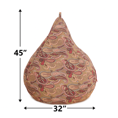 Style Homez Classic Cotton Canvas Paisley Printed Bean Bag Jumbo SAC Size with Bean Bag Refill Fillers