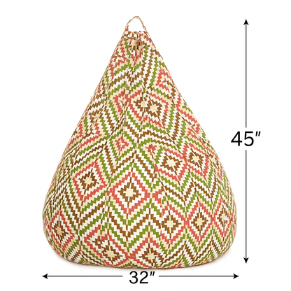 Style Homez Classic Cotton Canvas IKAT Printed Bean Bag Jumbo SAC Size with Bean Bag Refill Fillers