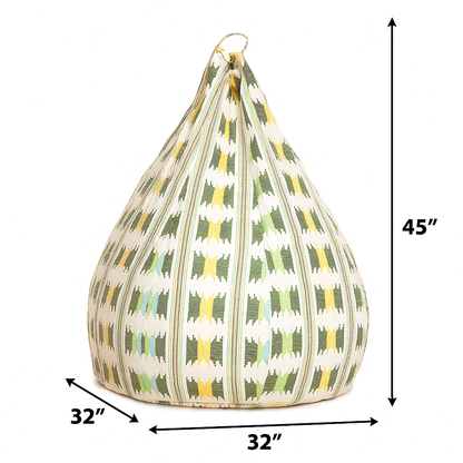 Style Homez Classic Cotton Canvas IKAT Printed Bean Bag Jumbo SAC Size with Bean Bag Refill Fillers