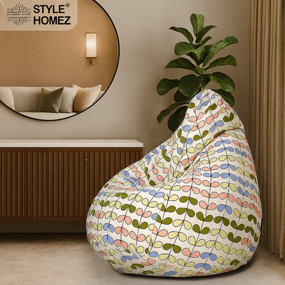 Style Homez Classic Cotton Canvas Abstract Printed Bean Bag Jumbo SAC Size with Bean Bag Refill Fillers