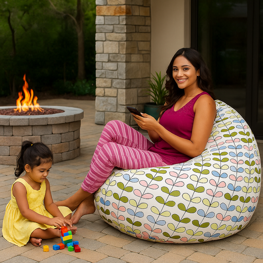 Style Homez Classic Cotton Canvas Abstract Printed Bean Bag Jumbo SAC Size with Bean Bag Refill Fillers