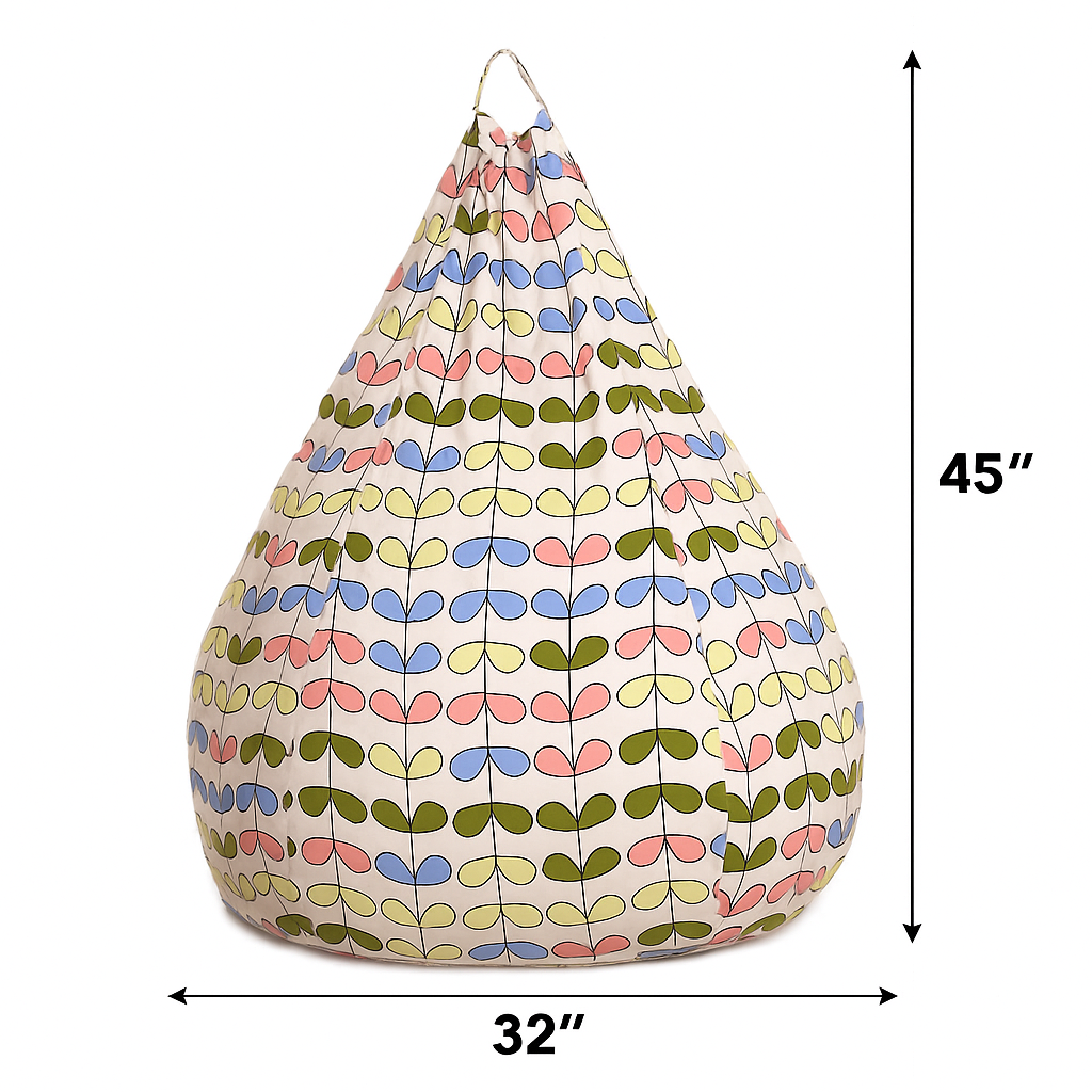 Style Homez Classic Cotton Canvas Abstract Printed Bean Bag Jumbo SAC Size with Bean Bag Refill Fillers