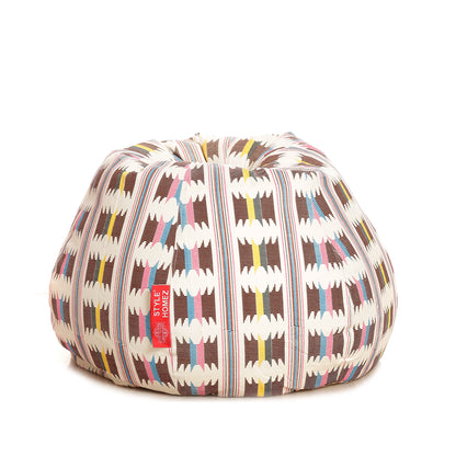 Style Homez Classic Cotton Canvas IKAT Printed Bean Bag Jumbo SAC Size with Bean Bag Refill Fillers