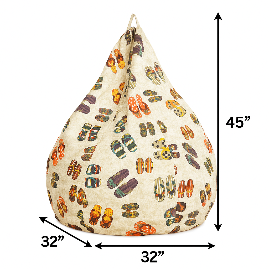 Style Homez Classic Cotton Canvas Abstract Printed Bean Bag Jumbo SAC Size with Bean Bag Refill Fillers
