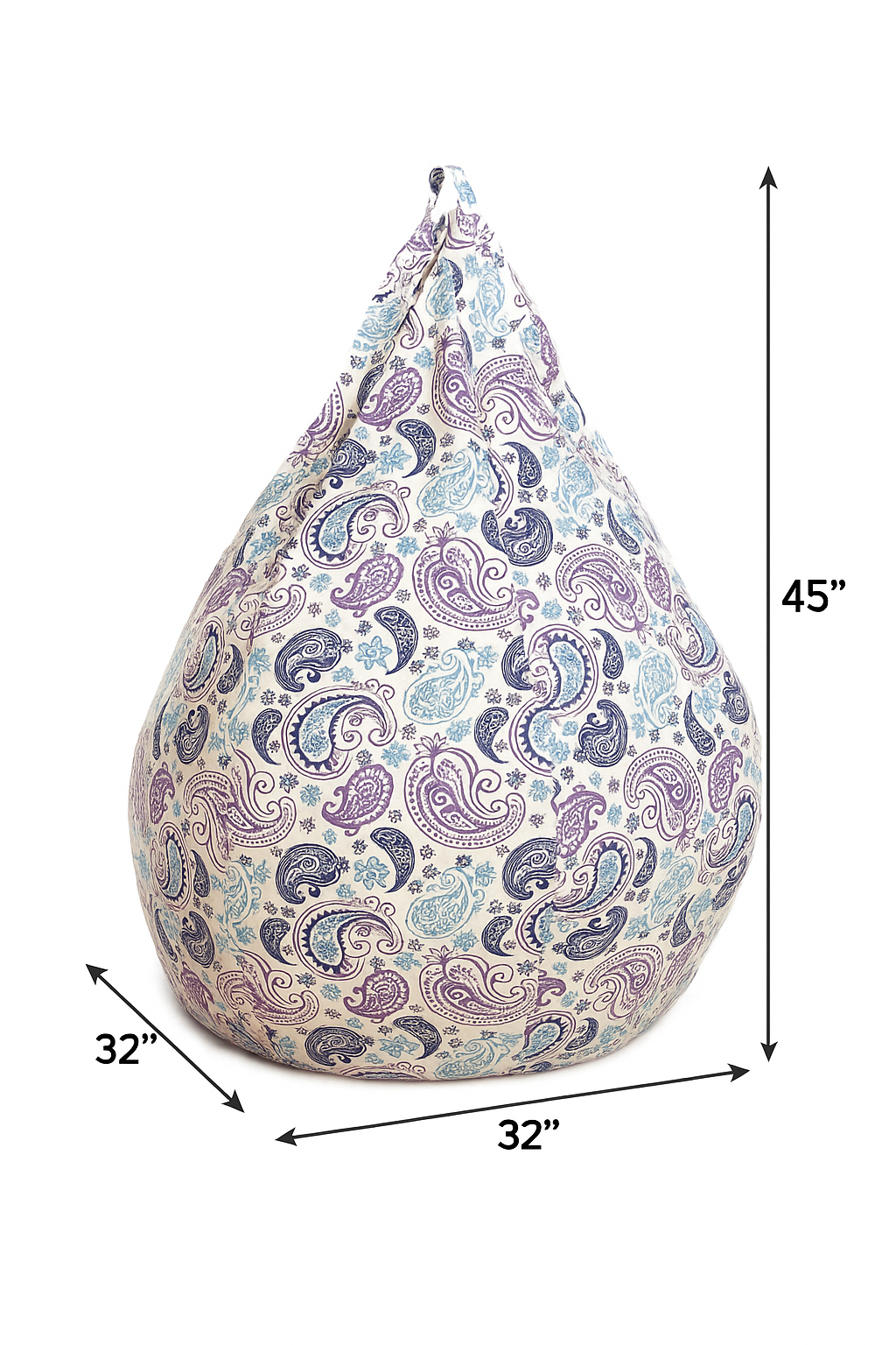 Style Homez Classic Cotton Canvas Paisley Printed Bean BagJumbo SAC Size with Bean Bag Refill Fillers