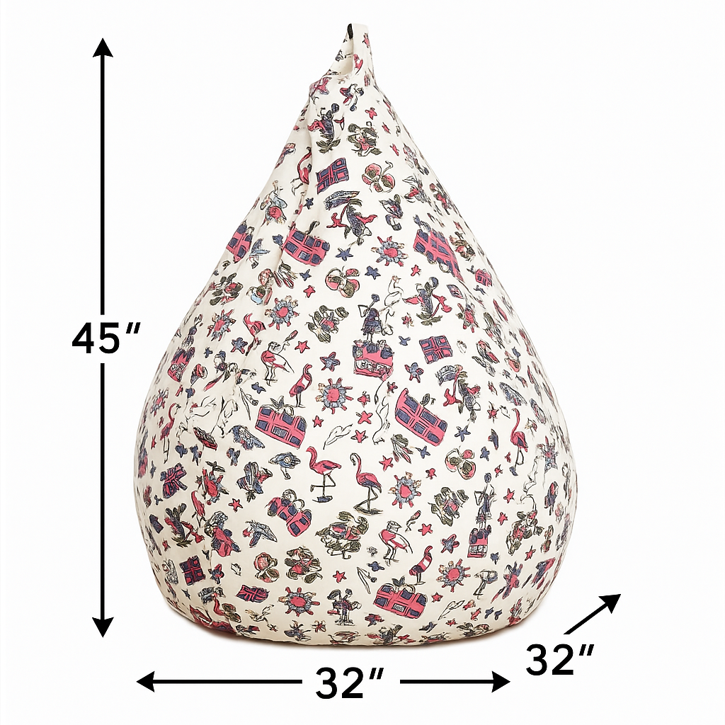 Style Homez Classic Cotton Canvas Abstract Printed Bean Bag Jumbo SAC Size with Bean Bag Refill Fillers