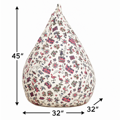 Style Homez Classic Cotton Canvas Abstract Printed Bean Bag Jumbo SAC Size with Bean Bag Refill Fillers