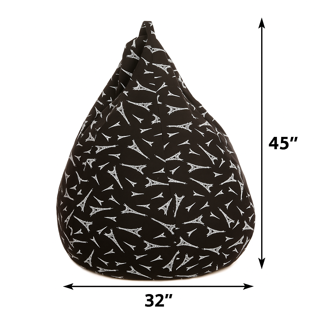 Style Homez Classic Cotton Canvas Abstract Printed Bean Bag Jumbo SAC Size with Bean Bag Refill Fillers