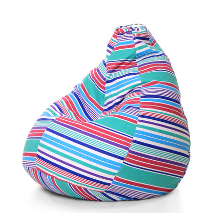 Style Homez Classic Premium Cotton Canvas Stripes Printed Bean Bag XL Size Filled with Beans Fillers
