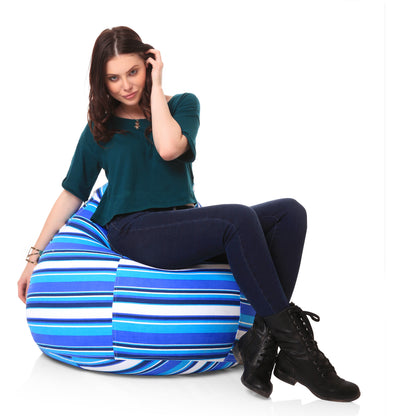 Style Homez Classic Premium Cotton Canvas Stripes Printed Bean Bag XL Size Filled with Beans Fillers