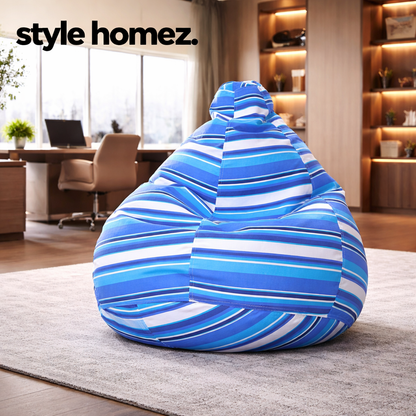Style Homez Classic Premium Cotton Canvas Stripes Printed Bean Bag XL Size Filled with Beans Fillers