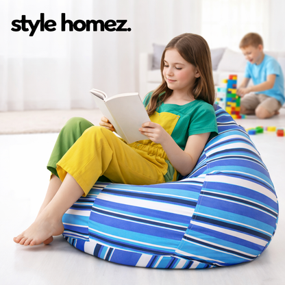 Style Homez Classic Premium Cotton Canvas Stripes Printed Bean Bag XL Size Filled with Beans Fillers