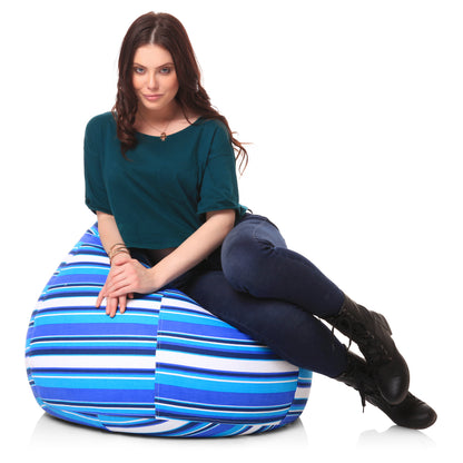 Style Homez Classic Premium Cotton Canvas Stripes Printed Bean Bag XL Size Filled with Beans Fillers