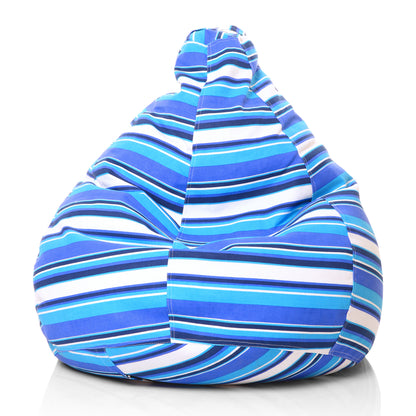Style Homez Classic Premium Cotton Canvas Stripes Printed Bean Bag XL Size Filled with Beans Fillers