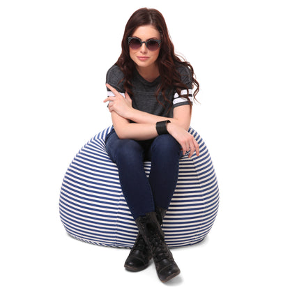 Style Homez Classic Premium Cotton Canvas Stripes Printed Bean Bag XL Size Filled with Beans Fillers