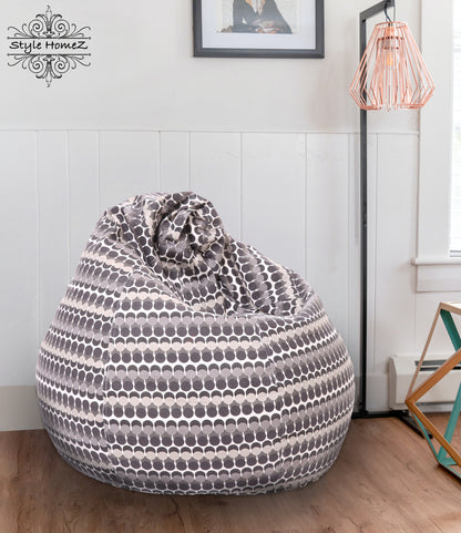 Style Homez Classic Premium Cotton Canvas Polka Dots Printed Bean Bag XL Size Filled with Beans Fillers