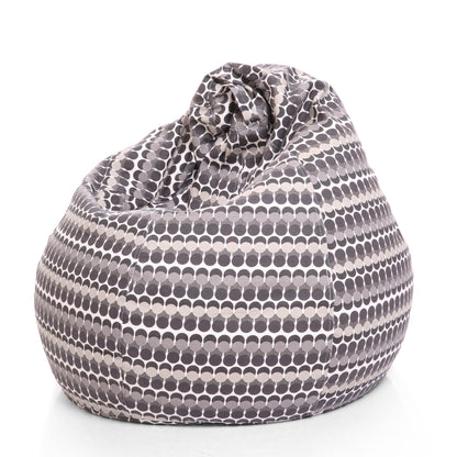 Style Homez Classic Premium Cotton Canvas Polka Dots Printed Bean Bag XL Size Filled with Beans Fillers