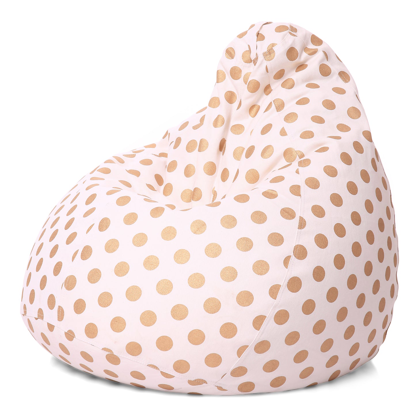 Style Homez Classic Premium Cotton Canvas Polka Dots Printed Bean Bag XL Size Filled with Beans Fillers