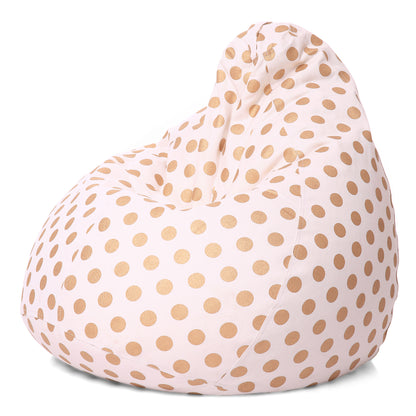 Style Homez Classic Premium Cotton Canvas Polka Dots Printed Bean Bag XL Size Filled with Beans Fillers