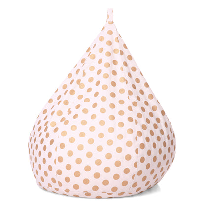 Style Homez Classic Premium Cotton Canvas Polka Dots Printed Bean Bag XL Size Filled with Beans Fillers