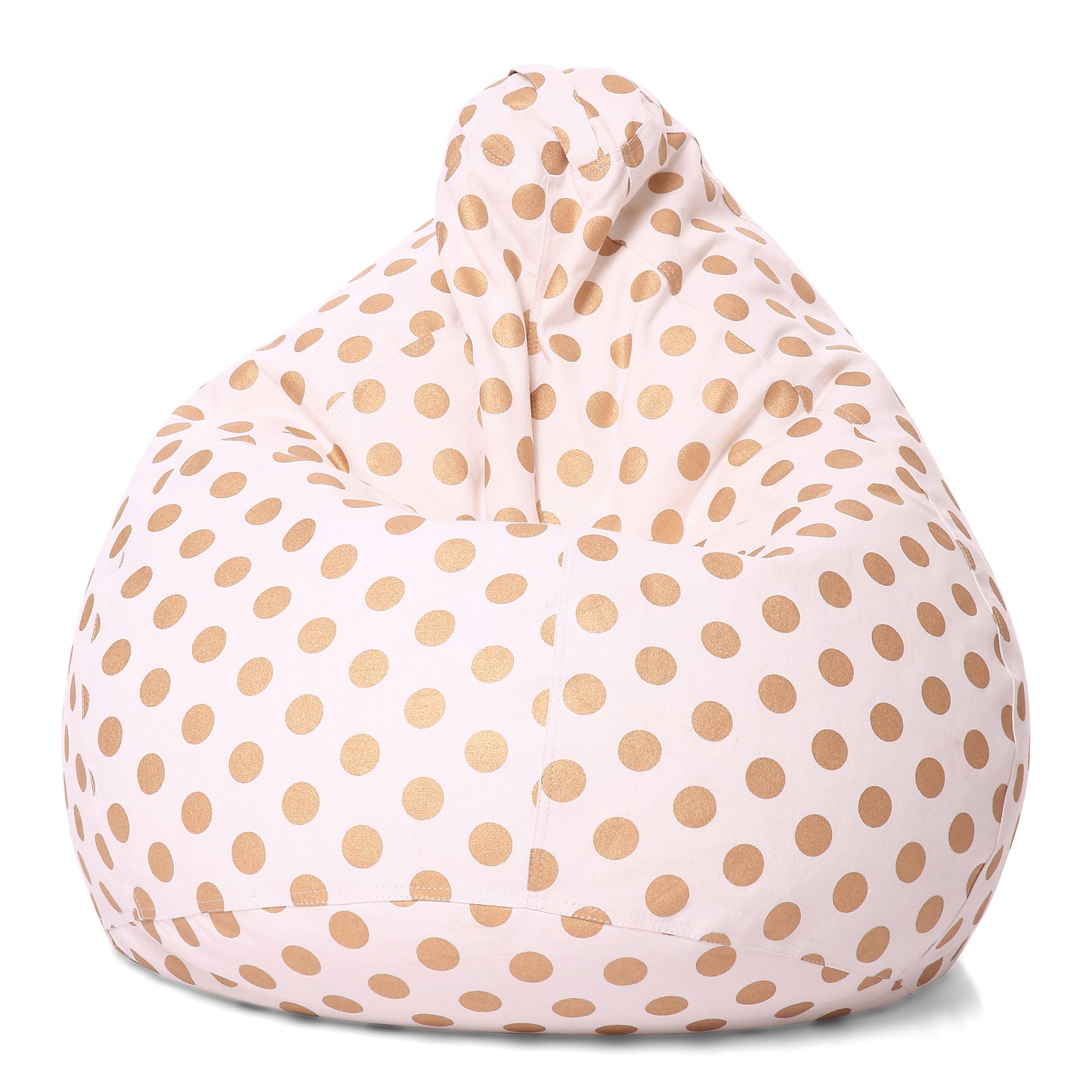 Style Homez Classic Premium Cotton Canvas Polka Dots Printed Bean Bag XL Size Filled with Beans Fillers