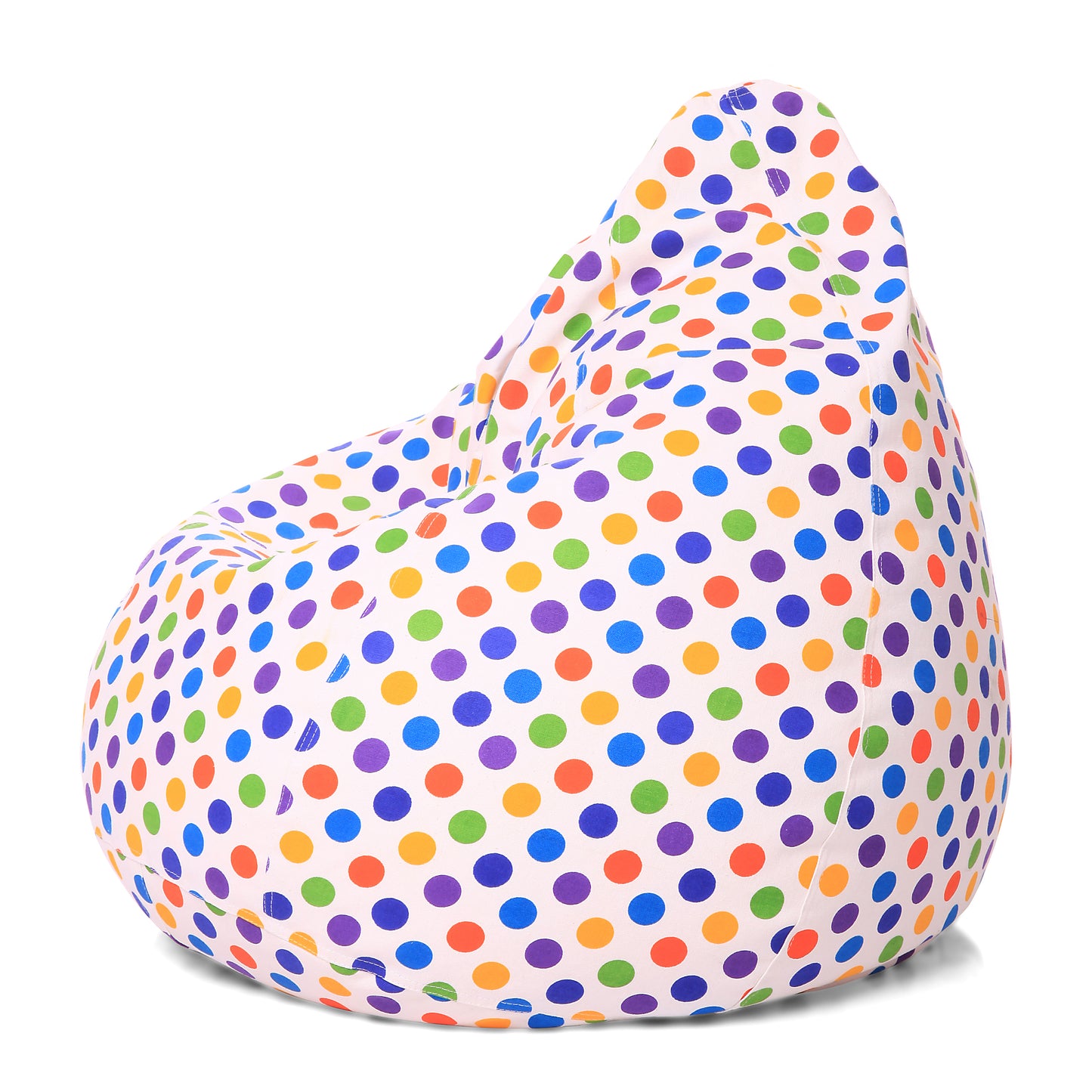 Style Homez Classic Premium Cotton Canvas Polka Dots Printed Bean Bag XL Size Filled with Beans Fillers
