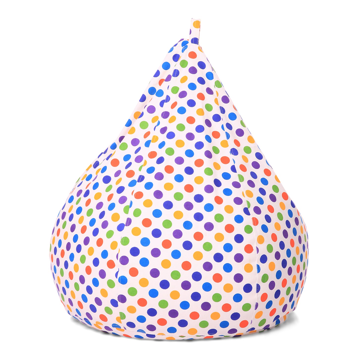 Style Homez Classic Premium Cotton Canvas Polka Dots Printed Bean Bag XL Size Filled with Beans Fillers