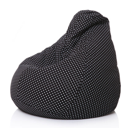 Style Homez Classic Premium Cotton Canvas Polka Dots Printed Bean Bag XL Size Filled with Beans Fillers