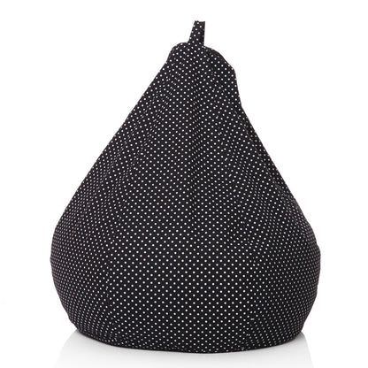 Style Homez Classic Cotton Canvas Polka Dots Printed Bean Bag XXL Size Filled with Beans Fillers