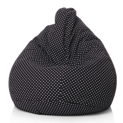 Style Homez Classic Cotton Canvas Polka Dots Printed Bean Bag XXL Size Filled with Beans Fillers