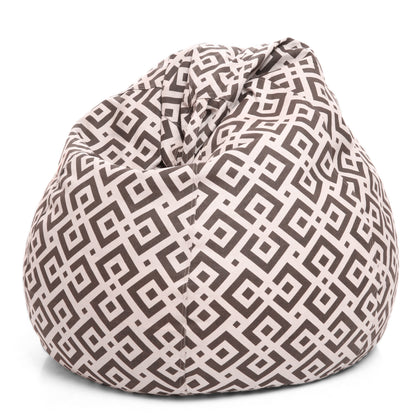 Style Homez Classic Premium Cotton Canvas Geometric Printed Bean Bag XL Size Filled with Beans Fillers