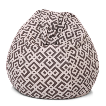 Style Homez Classic Premium Cotton Canvas Geometric Printed Bean Bag XL Size Filled with Beans Fillers