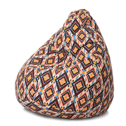 Style Homez Classic Premium Cotton Canvas Geometric Printed Bean Bag XL Size Filled with Beans Fillers