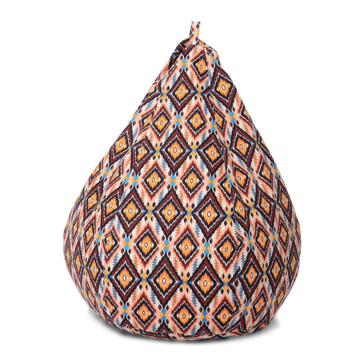 Style Homez Classic Premium Cotton Canvas Geometric Printed Bean Bag XL Size Filled with Beans Fillers