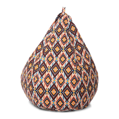 Style Homez Classic Premium Cotton Canvas Geometric Printed Bean Bag XL Size Filled with Beans Fillers
