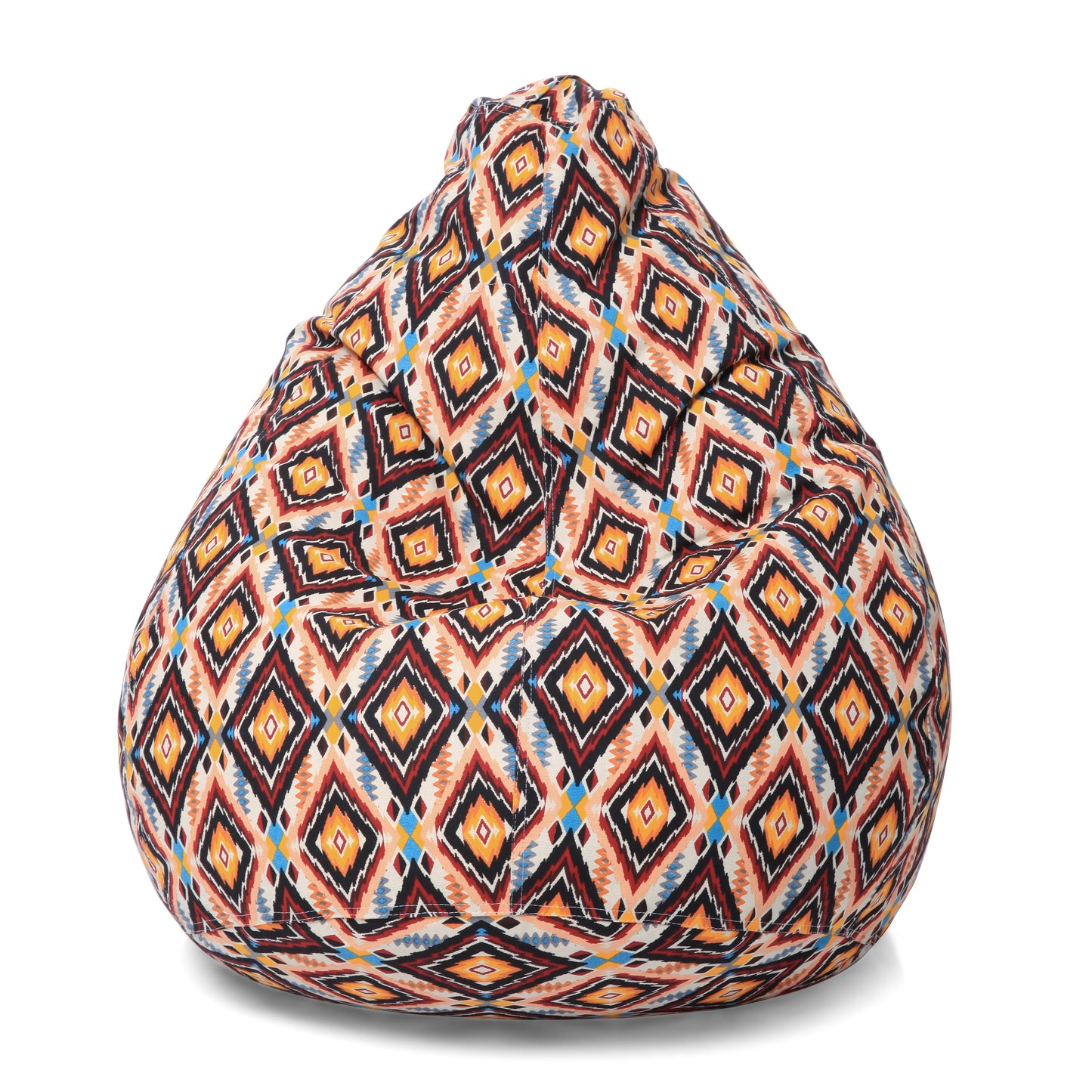Style Homez Classic Premium Cotton Canvas Geometric Printed Bean Bag XL Size Filled with Beans Fillers