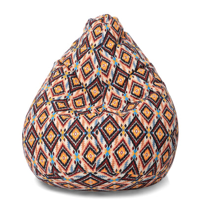Style Homez Classic Premium Cotton Canvas Geometric Printed Bean Bag XL Size Filled with Beans Fillers