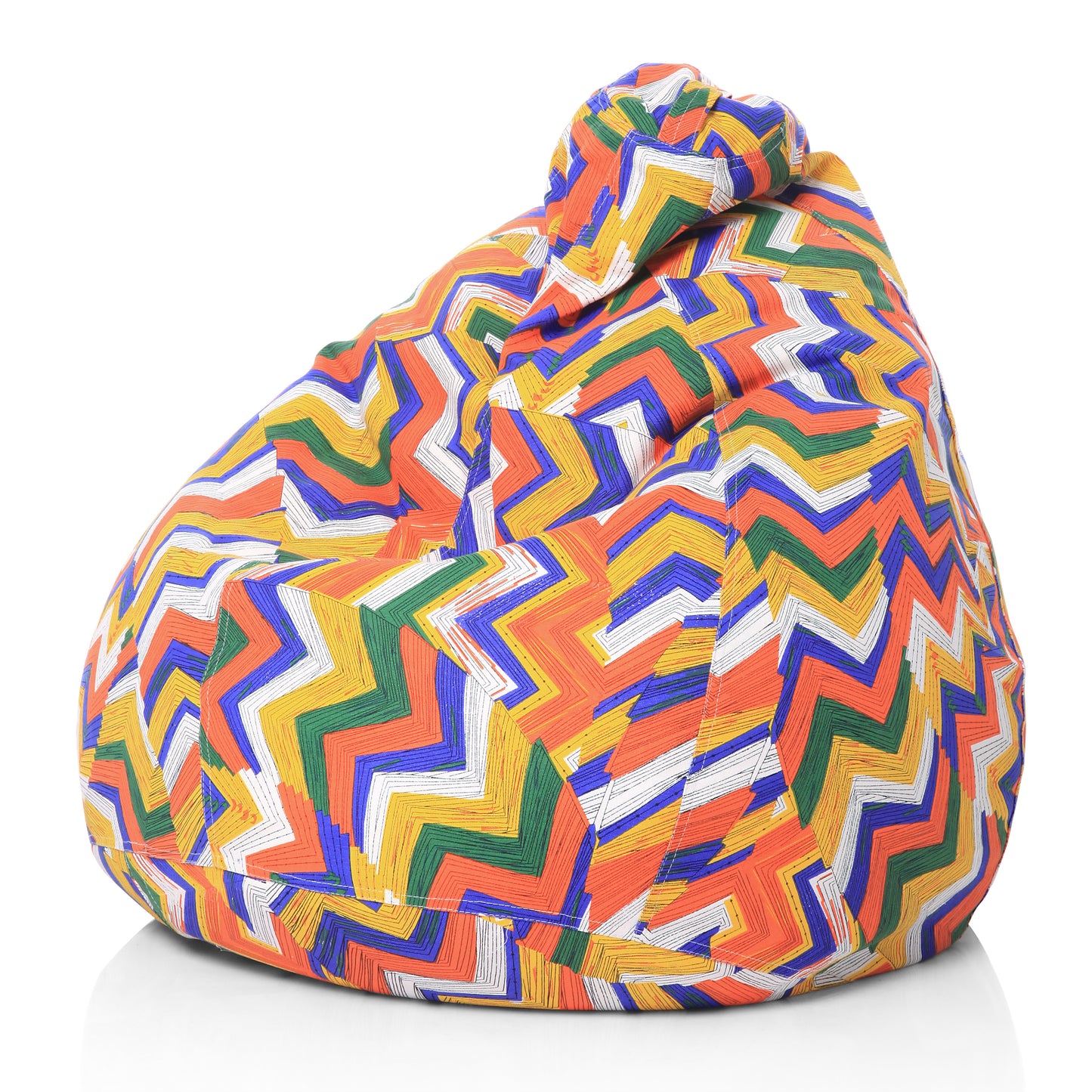 Style Homez Classic Premium Cotton Canvas Geometric Printed Bean Bag XL Size Filled with Beans Fillers