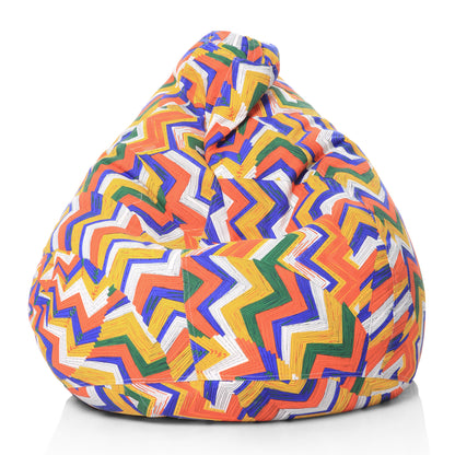 Style Homez Classic Premium Cotton Canvas Geometric Printed Bean Bag XL Size Filled with Beans Fillers