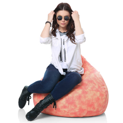 Style Homez Classic Premium Cotton Canvas Abstract Printed Bean Bag XL Size Filled with Beans Fillers