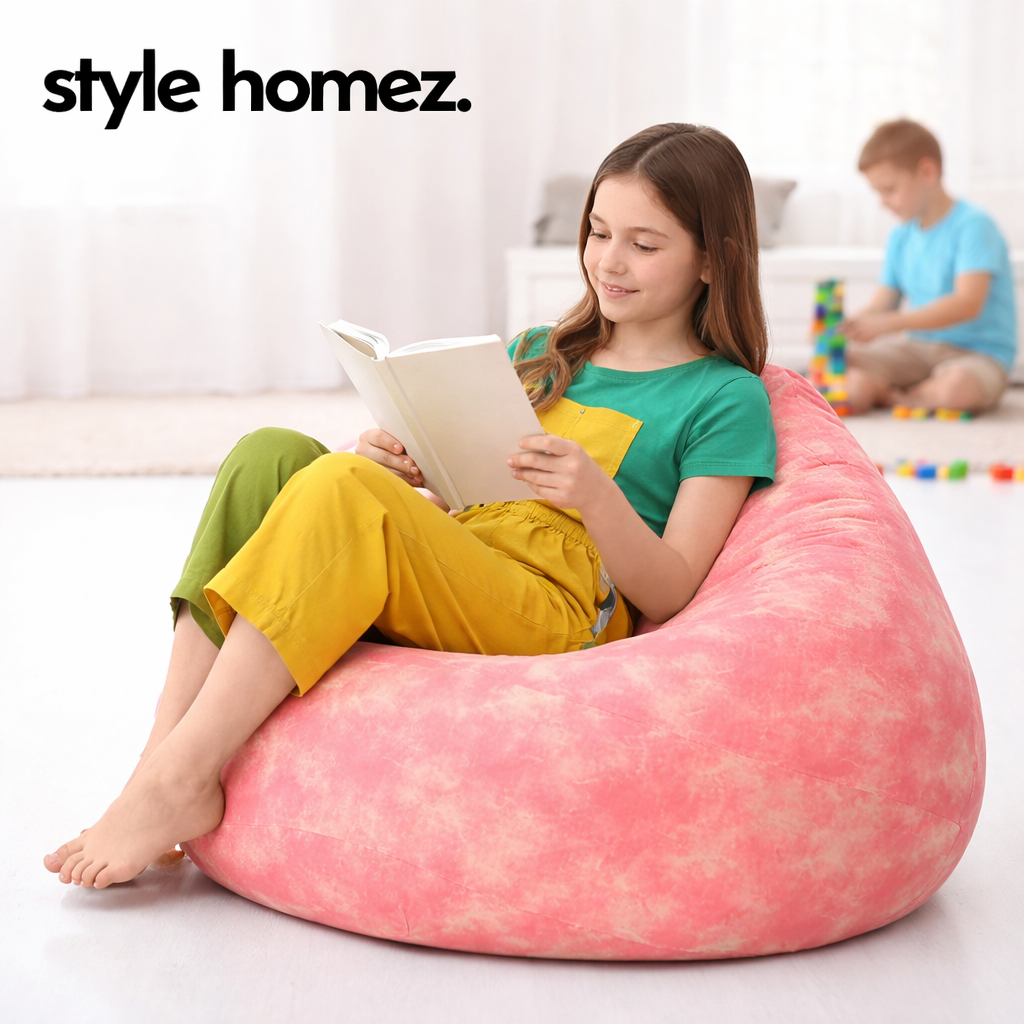 Style Homez Classic Premium Cotton Canvas Abstract Printed Bean Bag XL Size Filled with Beans Fillers