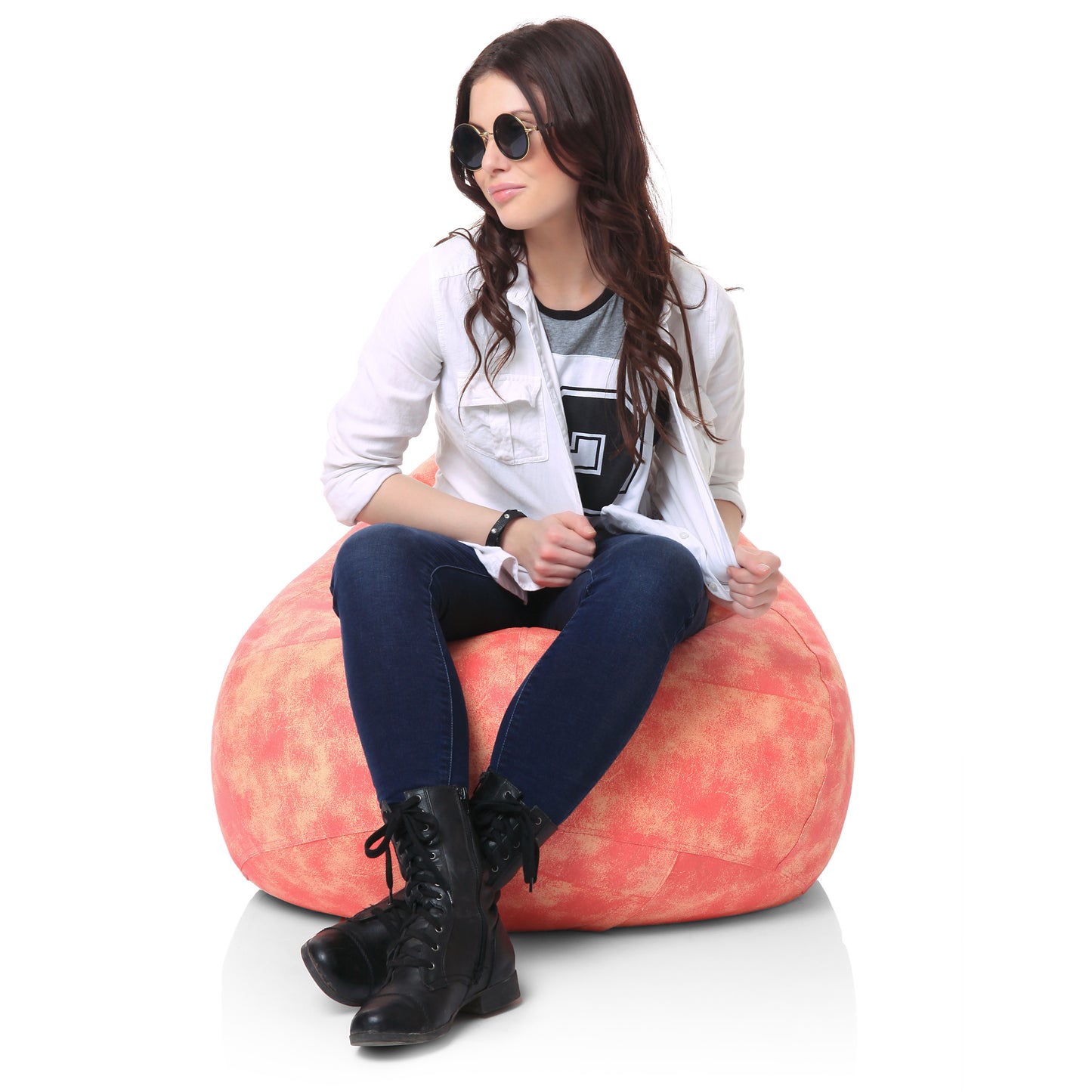 Style Homez Classic Premium Cotton Canvas Abstract Printed Bean Bag XL Size Filled with Beans Fillers