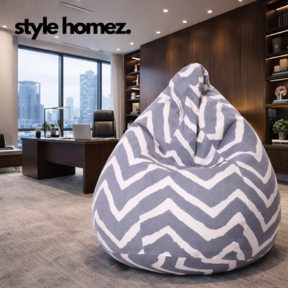 Style Homez Classic Premium Cotton Canvas Stripes Printed Bean Bag XL Size Filled with Beans Fillers