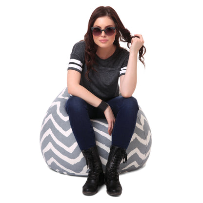 Style Homez Classic Premium Cotton Canvas Stripes Printed Bean Bag XL Size Filled with Beans Fillers