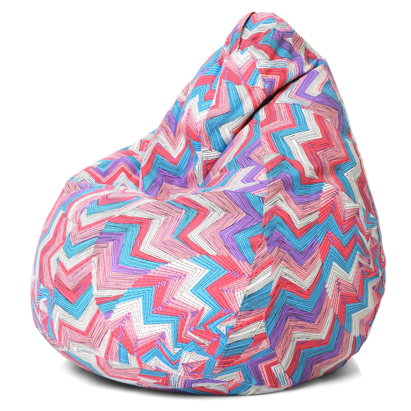 Style Homez Classic Premium Cotton Canvas Geometric Printed Bean Bag XL Size Filled with Beans Fillers