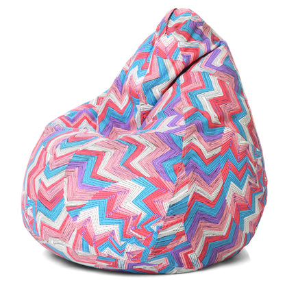 Style Homez Classic Premium Cotton Canvas Geometric Printed Bean Bag XL Size Filled with Beans Fillers