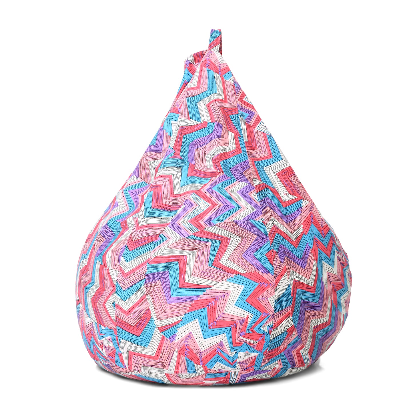 Style Homez Classic Premium Cotton Canvas Geometric Printed Bean Bag XL Size Filled with Beans Fillers