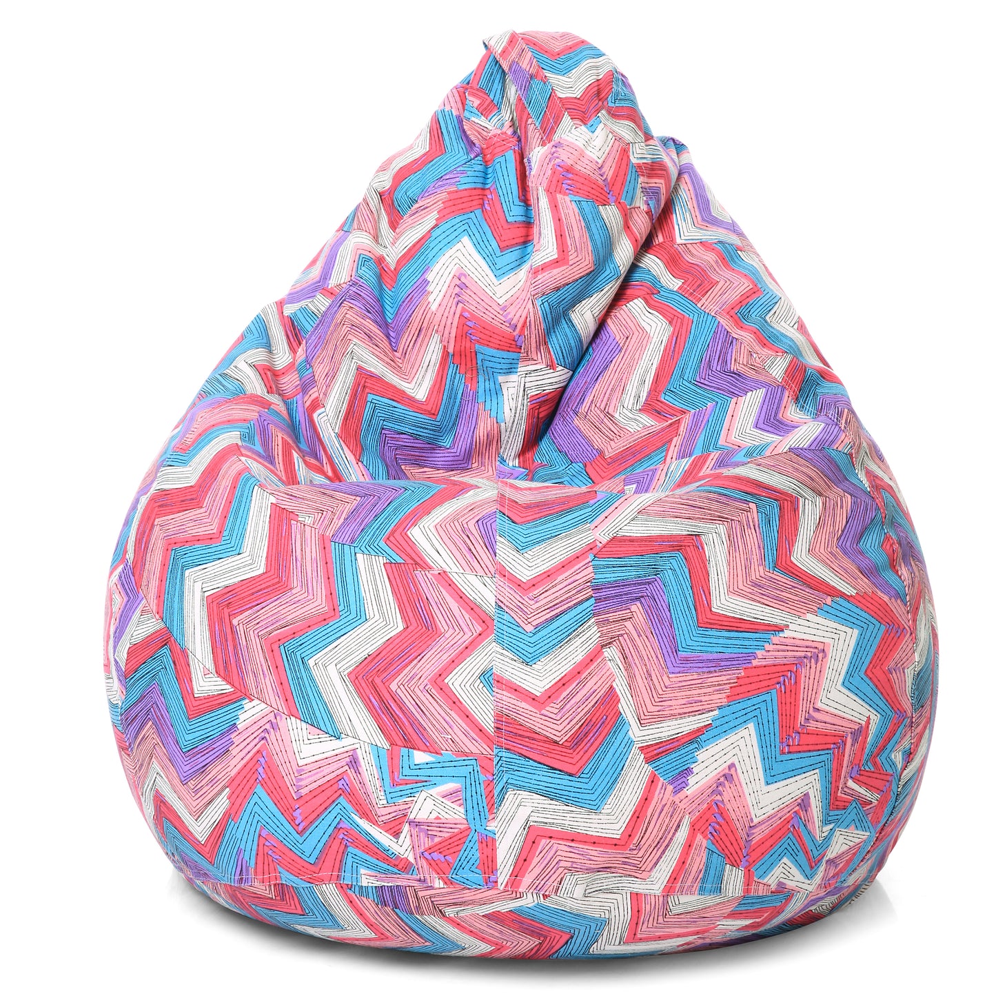 Style Homez Classic Premium Cotton Canvas Geometric Printed Bean Bag XL Size Filled with Beans Fillers