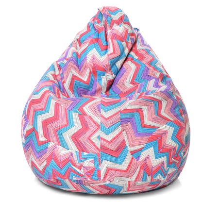 Style Homez Classic Premium Cotton Canvas Geometric Printed Bean Bag XL Size Filled with Beans Fillers